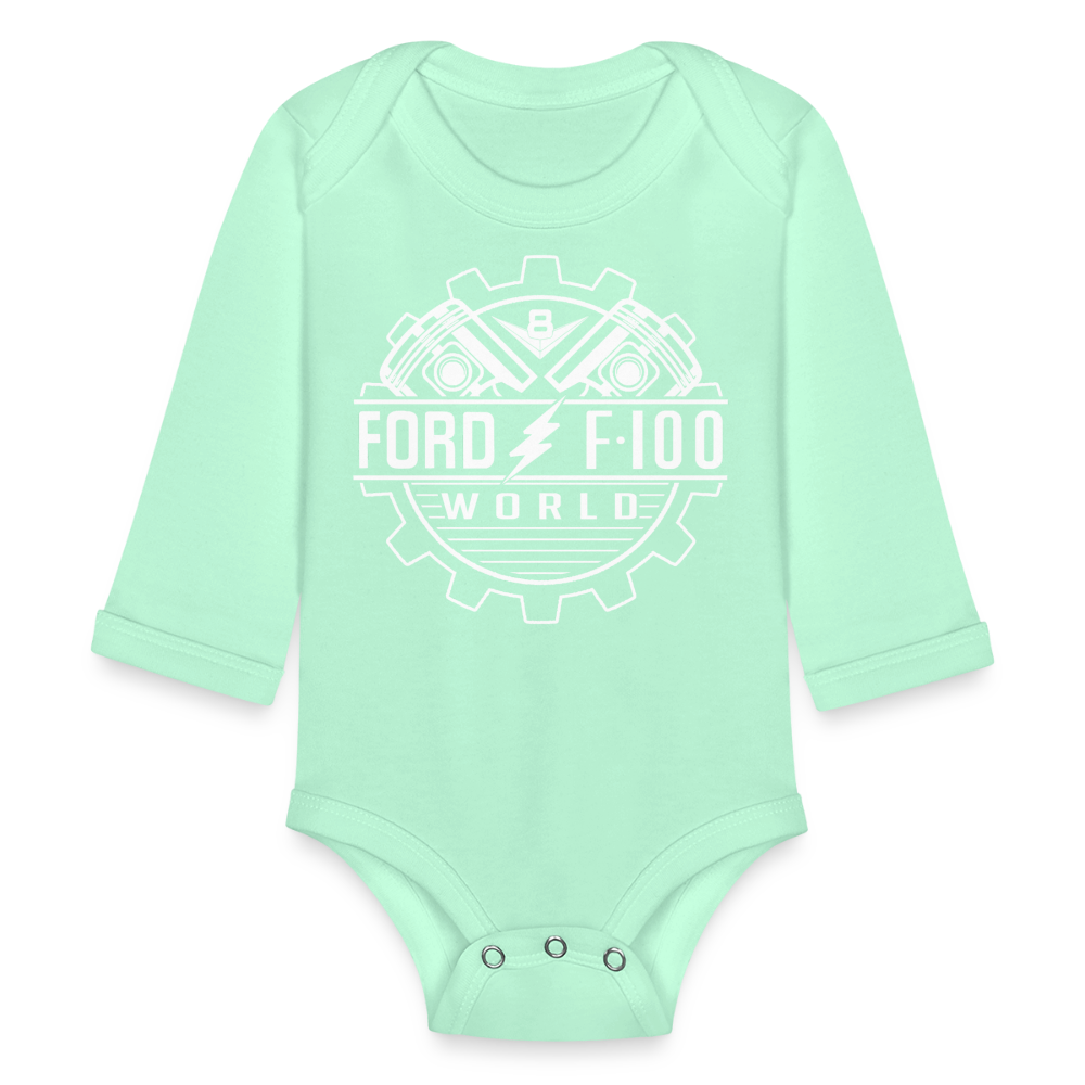 Organic Long Sleeve Baby Bodysuit - light mint