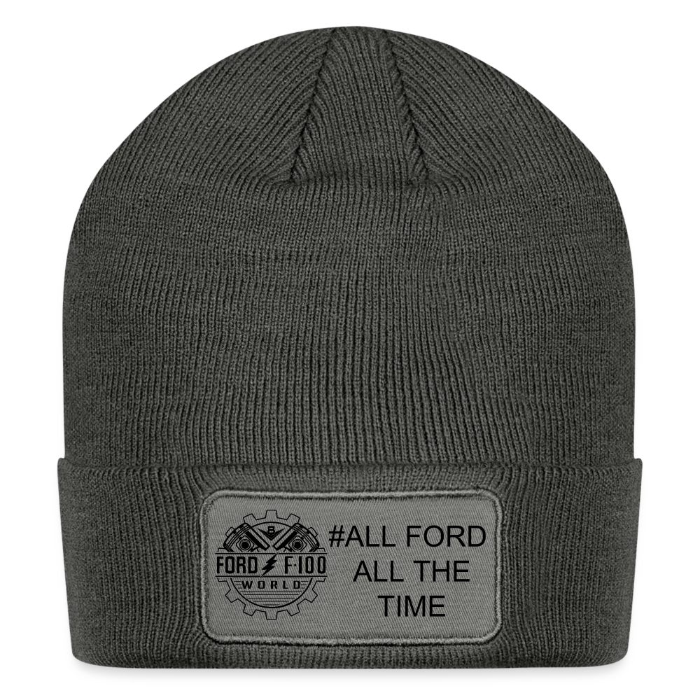 Patch Beanie - charcoal grey