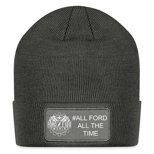 Patch Beanie - charcoal grey