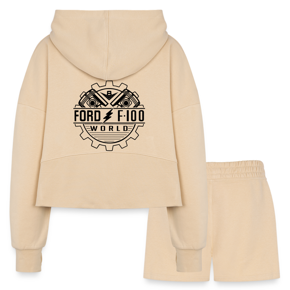 Women’s Cropped Hoodie & Jogger Short Set - nude