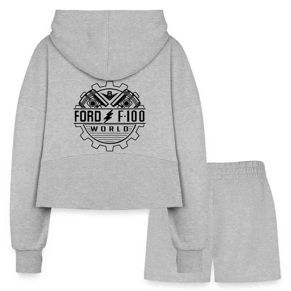 Women’s Cropped Hoodie & Jogger Short Set - heather gray