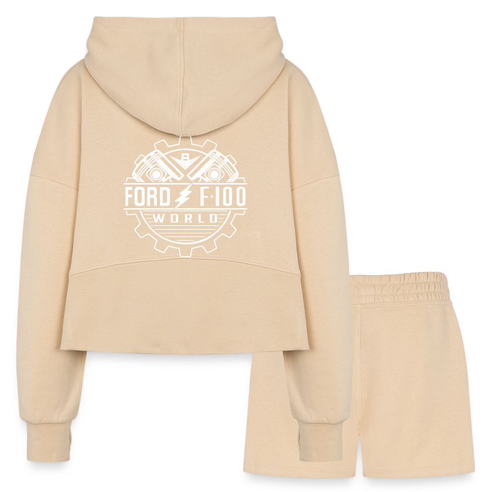 Women’s Cropped Hoodie & Jogger Short Set - nude