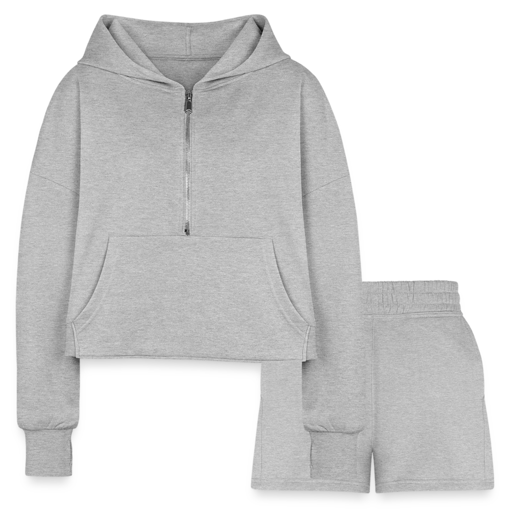 Women’s Cropped Hoodie & Jogger Short Set - heather gray