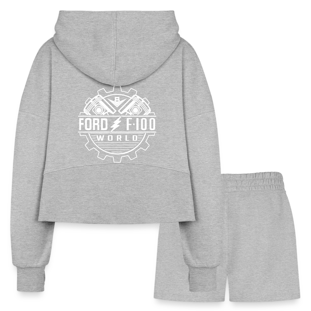 Women’s Cropped Hoodie & Jogger Short Set - heather gray