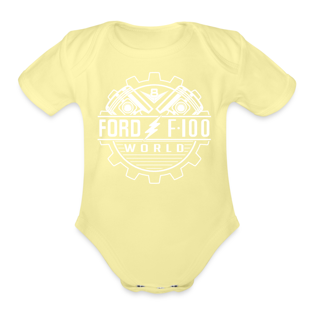 Organic Short Sleeve Baby Bodysuit - washed yellow