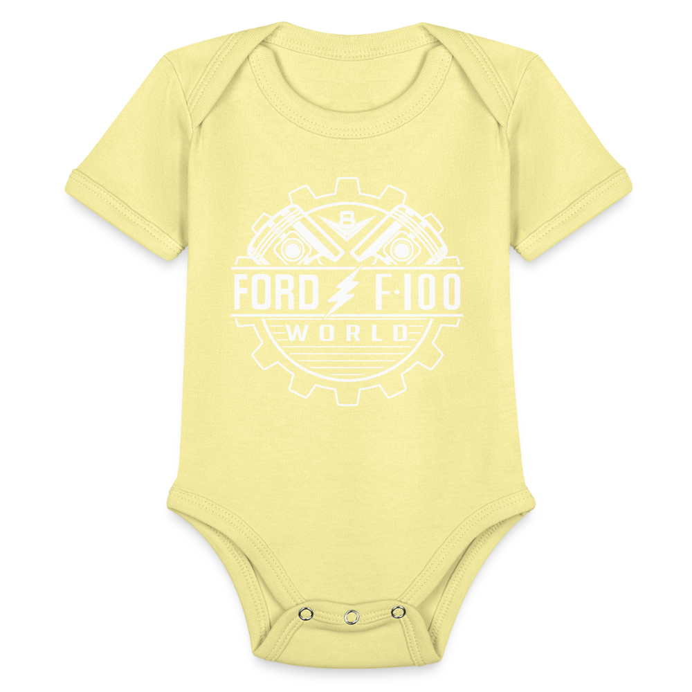 Organic Short Sleeve Baby Bodysuit - washed yellow