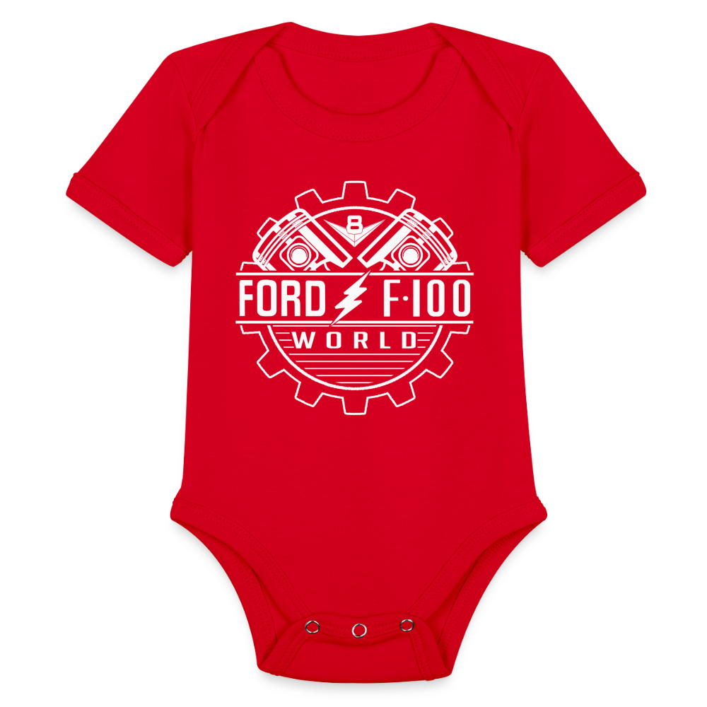 Organic Short Sleeve Baby Bodysuit - red