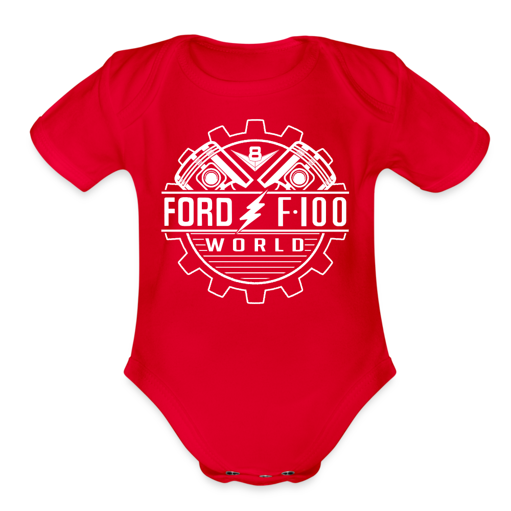 Organic Short Sleeve Baby Bodysuit - red