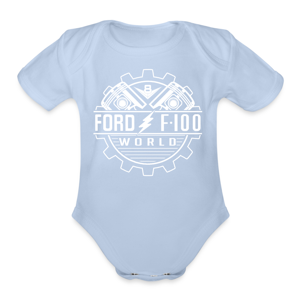 Organic Short Sleeve Baby Bodysuit - sky