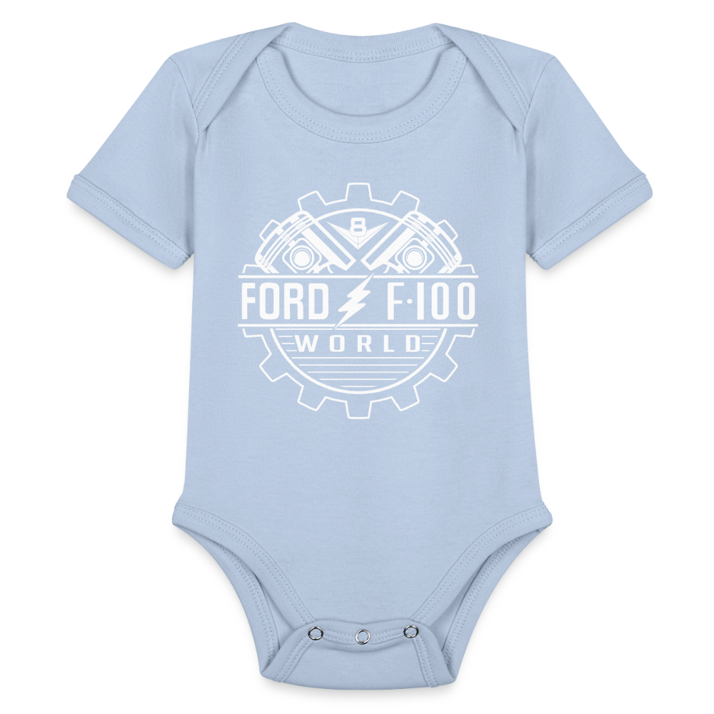 Organic Short Sleeve Baby Bodysuit - sky