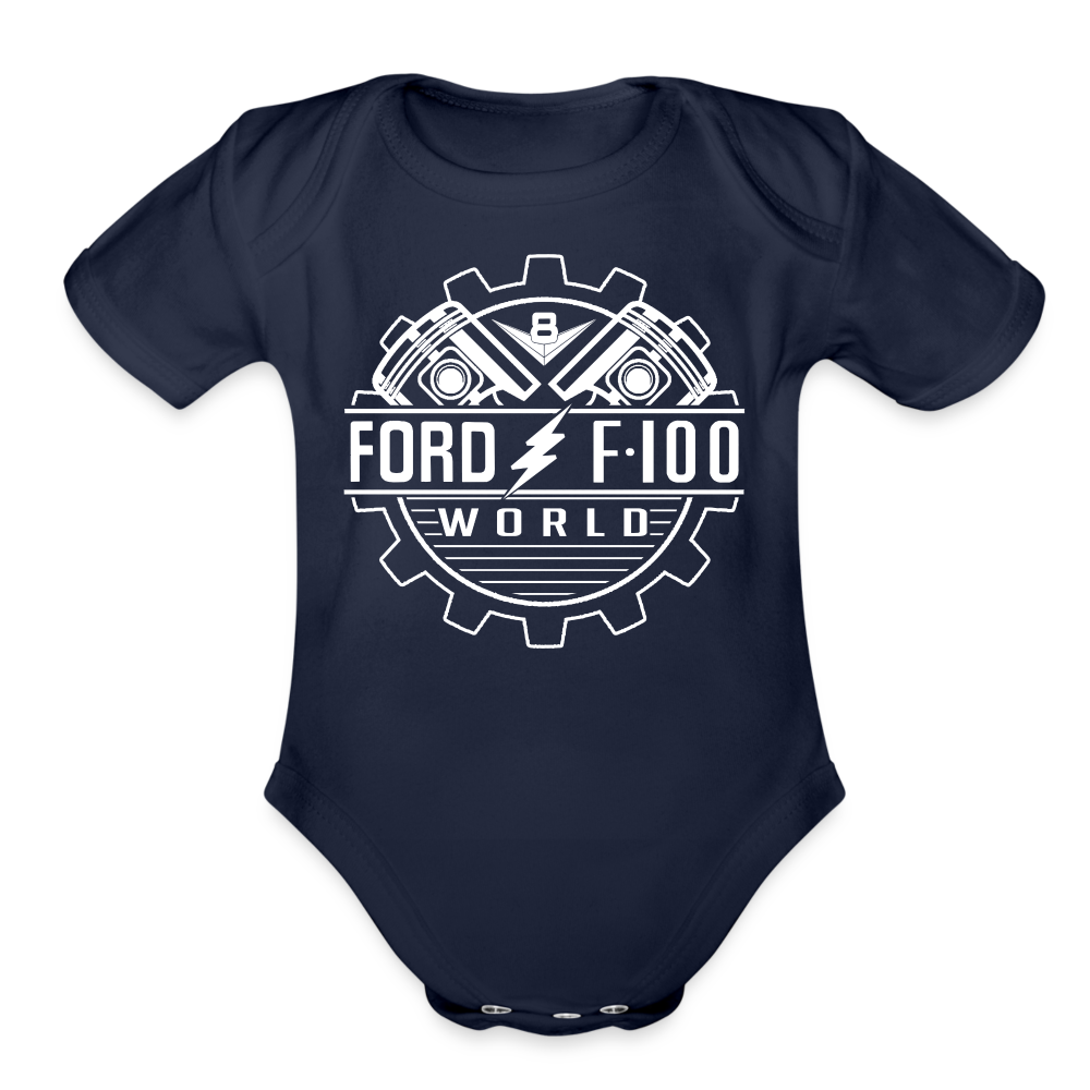 Organic Short Sleeve Baby Bodysuit - dark navy