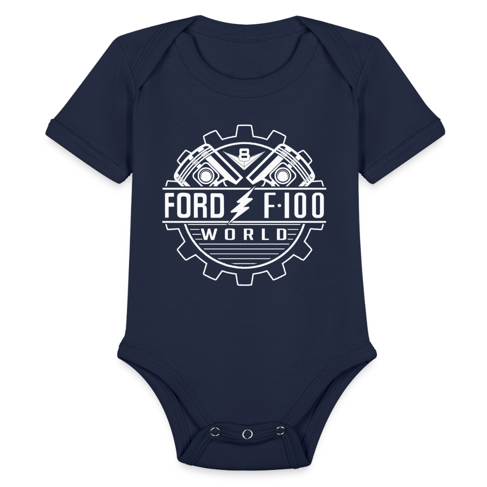 Organic Short Sleeve Baby Bodysuit - dark navy