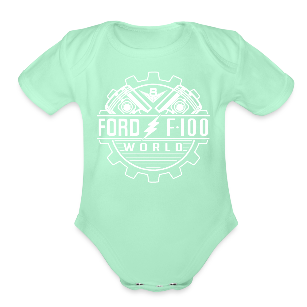 Organic Short Sleeve Baby Bodysuit - light mint